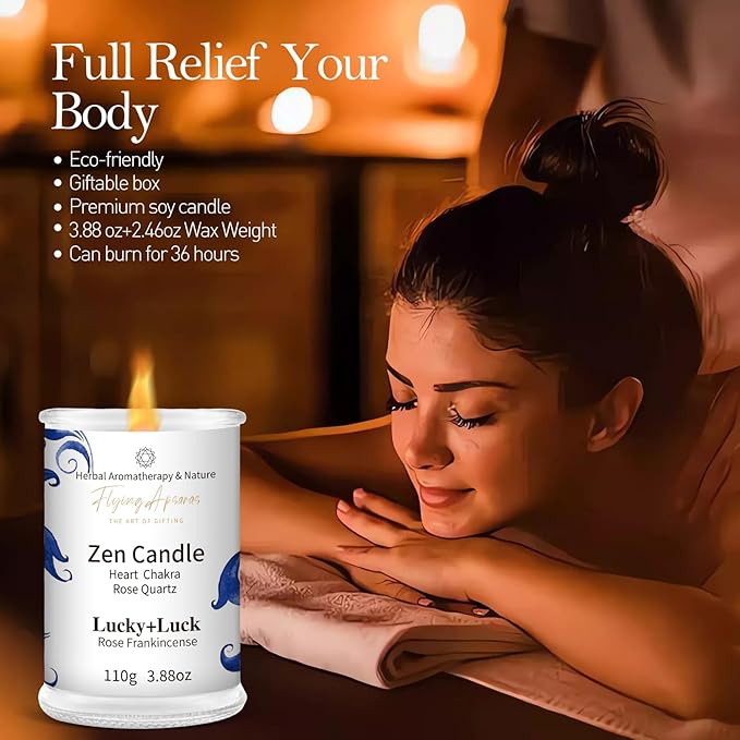 APSARAS Luck+Lucky Scented Candles，Rose Frankincense Aromatherapy Spring Candle Sets for Women Zen Gift for Bathroom,Jar Non Toxic Soy Candles for Home Scented, 36 Hours Burn Time