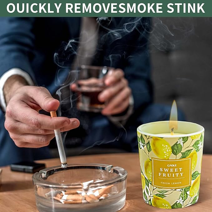 Candles for Home Scented, 3 PCS Cotton Wicks for Soy Natural Candles, Circle Candle for Cleansing House for Stress Relief and Promote Sleep, Candles Set Gifts for Women and Men(Orange & Lemon)