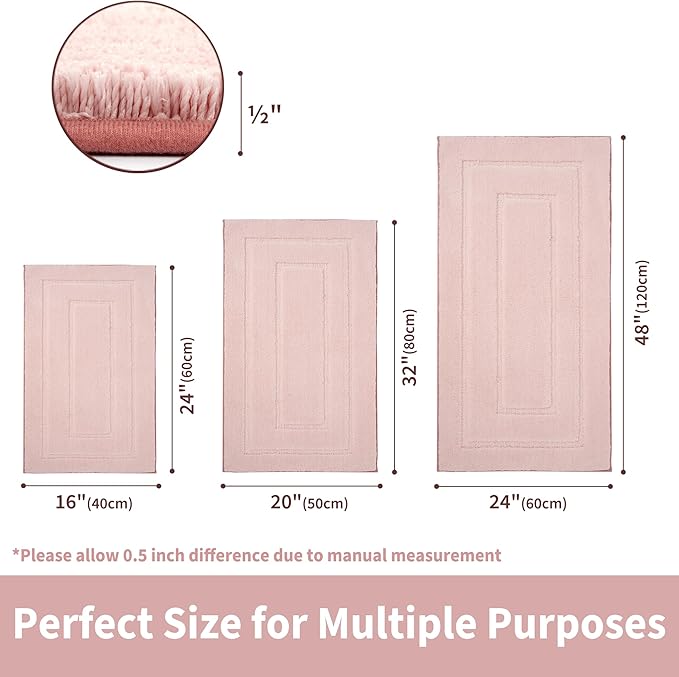 GRANNY SAYS Pink Bathroom Rugs Non Slip Washable, 16"x 24", Soft Bath Mats for Bathroom, Microfiber Shag Rug, Absorbent Shower Room Floor Mat, Small Bath Rug for Shower, Tub