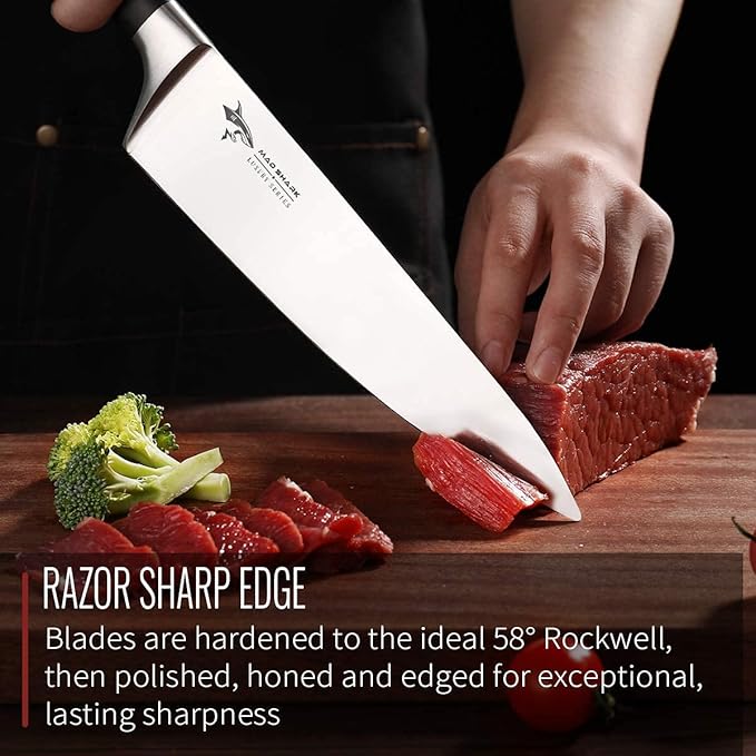 MAD SHARK Basic Chef Knife 8 inch Premium Kitchen Knife, German High Carbon Stainless Steel Ultra Sharp Chef's Knife with Ergonomic Handle & Gift Box, Perfect for Chopping Meat, Fish, Fruit, Vegetable