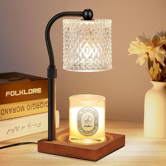 Candle Warmer Lamp with Timer Dimmer Adjustable Height, Birthday Housewarming New Home Decor Gifts for Women, Electric Wax Warmer with 2 Bulbs for Jar Candles