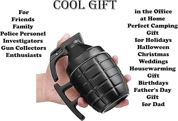 Caliber Gourmet Grenade Ceramic Large Coffee Mug with Lid (11.8oz), Great Tea Coffee Cup, fits K-Cup coffee makers, Travel, Camping Trips, Loved by Military, Veterans, Gun Lovers, Christmas Gift