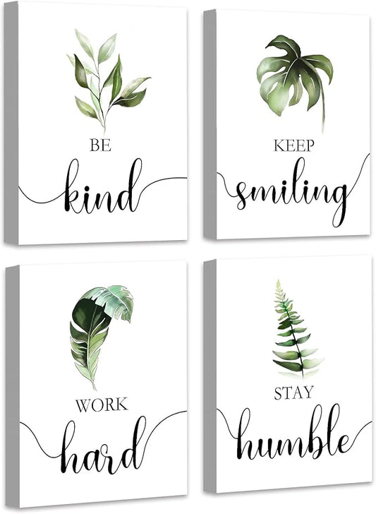 Boho Botanical Plant Inspirational Wall Decor, Motivational Wall Art, Office & Bedroom Wall Decor, Positive Quotes & Sayings, Daily Affirmations for Men, 8x10 inch (20x25 cm,Wooden Frames)