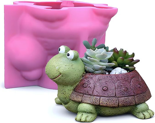 awcnilacav Tortoise Plant Pot Silicone Mold for Succulent Resin Animal Plant Flower Pot Mould Turtle Garden Figurines Outdoor Decor succulent planter mold silicone