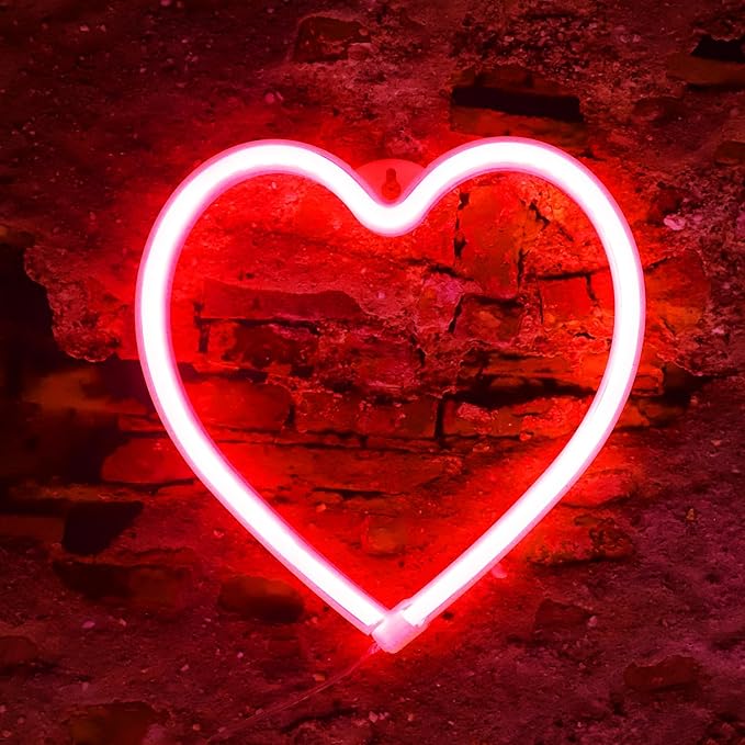 Heart Neon Signs Valentine’s Day Lights, Love LED Signs USB/Battery Operated Night Lights for Home, Wall, Mother’s Day, Wedding, Christmas Decor-Heart(Red)
