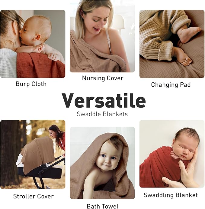 GLLQUEN BABY Muslin Swaddle Blankets for Boy and Girl, 2 Pack Neutral Baby Receiving Blankets, Soft and Breathable Newborn Essentials, Registry & Gift