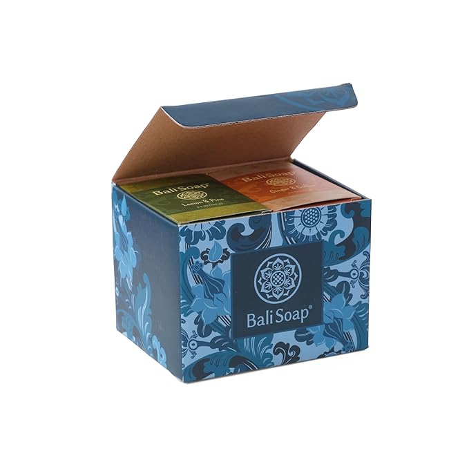 Bali Soap - Masculine Collection Natural Soap Bar Gift Set, 6 pc Variety Pack, Lemon-Pine, Ginger-Coffee, Sandalwood-Mint, Agarwood-Spice, Clove-Cinnamon, Eucalyptus-Lime 3.5 Oz each
