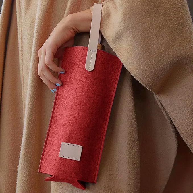 Daphilly Wine bags, 2 bottles wine gift bag for wine bottles, felt high grade wine gift bag for birthday, baby shower, wedding, graduation, Christmas and Thanksgiving (burgundy)