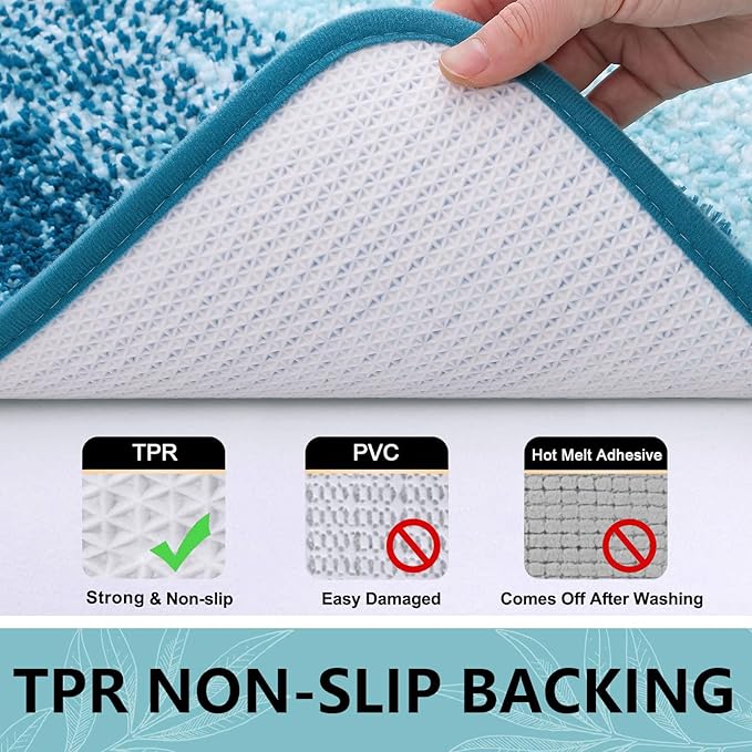 Arotive Microfiber Bathroom Rugs, Shaggy Soft and Absorbent Bath Rug, Non-Slip, Thick Plush Machine Washable Dry Bath Mats for Bathroom, Tub and Shower, 24x16, Peacock Blue