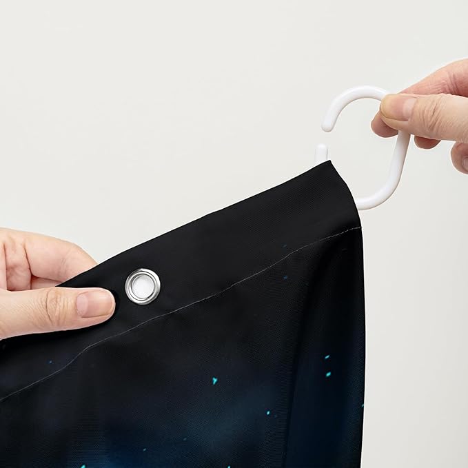 AILONEN Flying Butterfly Shower Curtain for Girls Women,Blue Sky Starry Ocean Sea Rose Bath Curtain 72" W*84" H Polyester Fabric Waterproof Bathroom Curtain with 12 Hooks