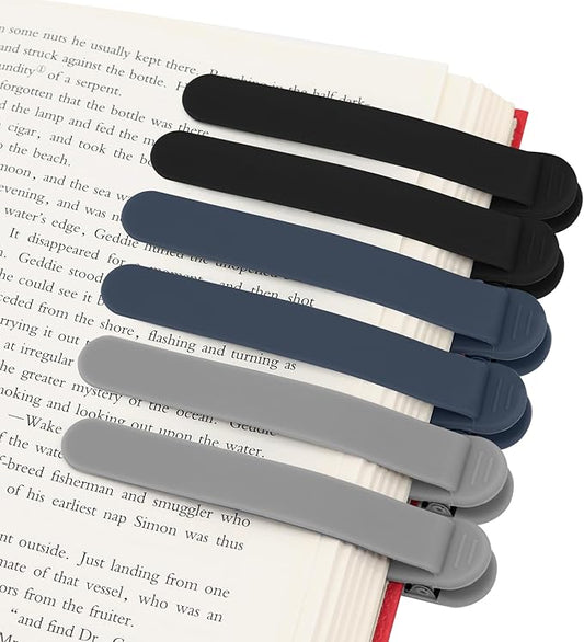 SMUK 6pcs Automatic Bookmark, Unique Silicone Bookmark Book Markers for Women Men Girls Reading Lovers Teachers, Book Clip Page Keeper Gifts for Book Lovers