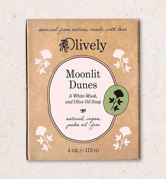 Moonlit Dunes - Cold Process - Vegan Beauty Bar - White Musk and Olive Oil, Palm Oil-Free, 4 oz