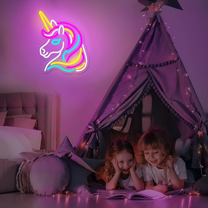 Unicorn Neon Sign for Wall Decor, Dimmable Colorful Unicorn Neon Lights for Girls Room, USB Powered Unicorn Led Signs for Bedroom Kids Room, Perfect Gifts Unicorn Lights for Girls(13"*12.6")