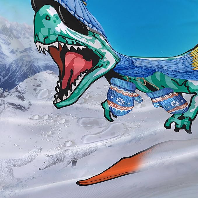 AILONEN Dinosaur Shower Curtain for Boys,Snow Wolf Shower Curtain, 60" W*72" H Waterproof Dino and Wolf Animals Themed Decor Bathroom with Grommets and Hooks