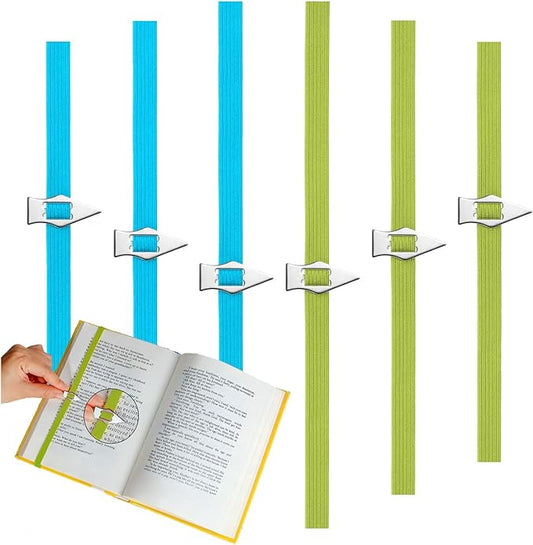 Elastic Bookmark,6 Pack Book Marks with Pointer Perfect for Book Reading-Mark Last Place,Planner Bookmarks for Reading Women,Men,Kids,Book Lovers(Blue+Green)