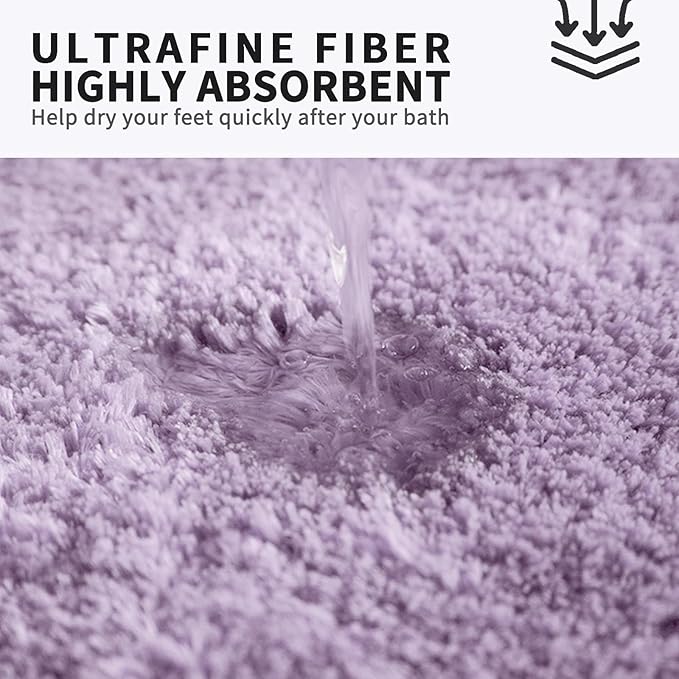 FIFU Bathroom Rugs 24" W x 36" L, Bath Mat for Bathroom, Bedroom, Laundry Room & Kitchen, Non-Slip Rubber Latex Backing, Extra Soft and Absorbent Microfiber Carpet, Machine Washable Rug, Lavender