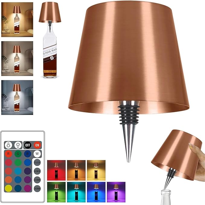 2025 New Wireless Bottle Lamp,RGB LED Bottle Light with Remote(RGB Rose Gold, 1pc)