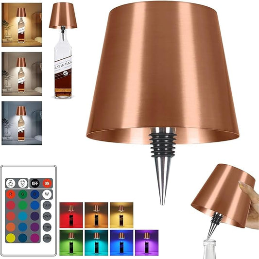 2025 New Wireless Bottle Lamp,RGB LED Bottle Light with Remote(RGB Rose Gold, 1pc)