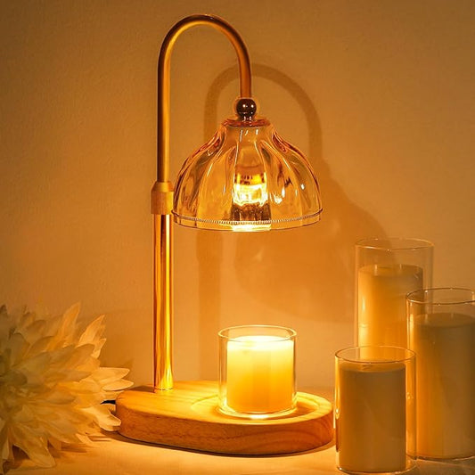 Candle Warmer Lamp with Timer and Dimmer - Candle Warmer Height Adjustable Scented Candles for Thanksgiving, Christmas, Mother's Day, Birthdays, and Housewarming Gifts(Clear)