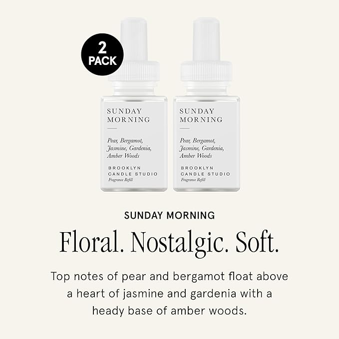 Pura & Brooklyn Candle Studio Home Scent Refill - Smart Home Air Diffuser Fragrance - Up to 120-Hours of Luxury Fragrance per Vial - Clean & Safe Diffuser Fragrance - 2 Pack, Sunday Morning