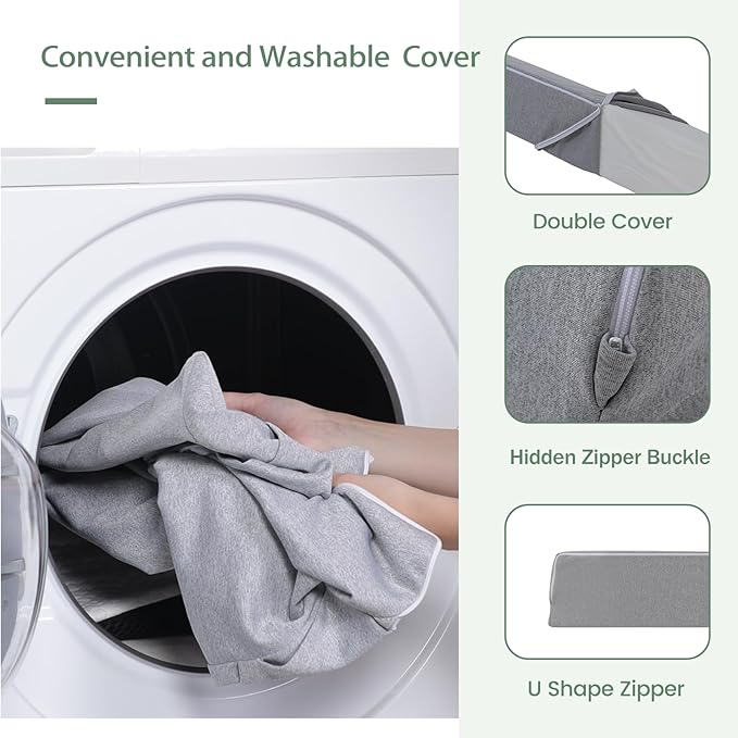 Bed Wedge Pillow for Headboard Full Size(54"X10"X6"), Comfy Headboard Pillow Wedge for Gap(0-6''), Triangle Mattress Wedge Pillow for Sleeping Reading, Bed Gap Filler for Headboard(Grey)