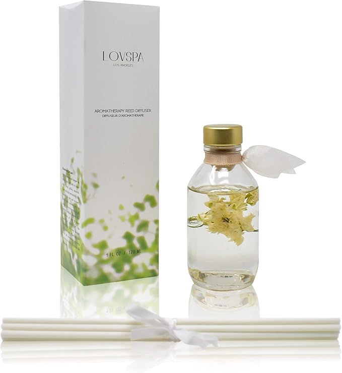 LOVSPA Coconut Cabana Reed Diffuser Set - Reed Diffusers for Home with Long Lasting Fragrance - Non-Toxic Oil Reed Diffuser - Made in The USA