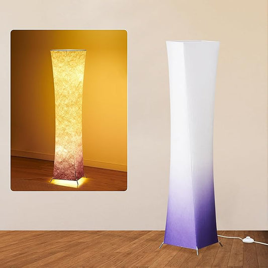 chiphy Floor Lamp, 52" Tall Standing Lamp, 3 Levels Adjustable Brightness LED Bulbs, Column Floor Light, Purple Gradient Fabric Lampshade, Home Decor for Living Room, Bedroom, Kids Room