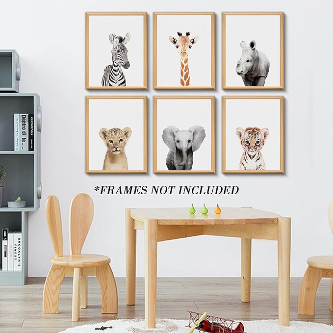 Nursery Baby Room Wall Art Decor, Jungle Nursery Baby Animals Nursery Decorations, Cute Nursery Safari Decor Baby Bedroom Decorate(8"x10", UNFRAMED)(Jungle)