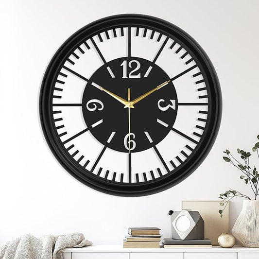 Modern Metal Wall Clock – Silent Non-Ticking, Battery Operated Clock with Hollow-Out Design, Decorative Clock for Living Room, Bedroom, or Office Wall Decor-18”
