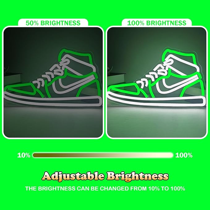 Sneaker Neon Sign Sports Shoe Neon Signs for Wall Dimmable LED Boys Neon Lights for Bedroom Man Cave Party Neon Bar Sign Shoes Light up Signs Wall Decor (Green)