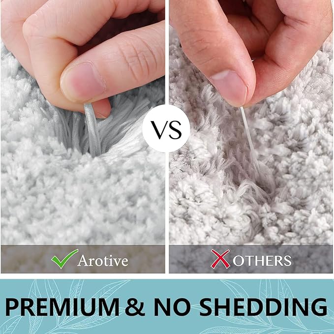 Arotive Microfiber Bathroom Rugs, Shaggy Soft and Absorbent Bath Rug, Non-Slip, Thick Plush Machine Washable Dry Bath Mats for Bathroom, Tub and Shower, 47x24, Light Grey