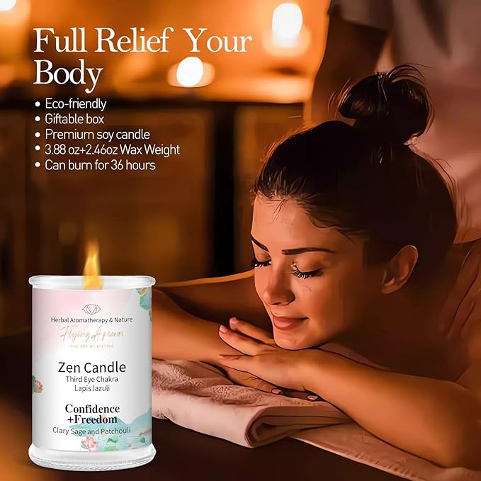 APSARAS Confidence+Freedom Scented Candles, Clary Sage and Patchouli Aromatherapy Spring Candle Sets for Women Gift for Bathroom, Jar Non Toxic Soy Candles for Home Scented, 36 Hours Burn Time