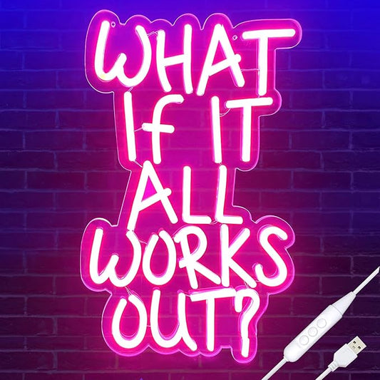 Pink Neon Signs for Wall Decor,Motivational Quotes LED Neon Sign Light, Bright Dimmable Inspirational Office Home Bedroom Wall Decor, Gifts for Kids Birthday