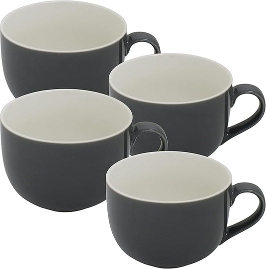 Serami Oversized Ceramic Coffee Mug with Handle - Large 22 oz Cup, Perfect for Latte, Cappuccino, Soup, Cereal - Ideal for Everyday Use - Ceramic Bowl Set, Large Mug Set (Gray 4 Pack)