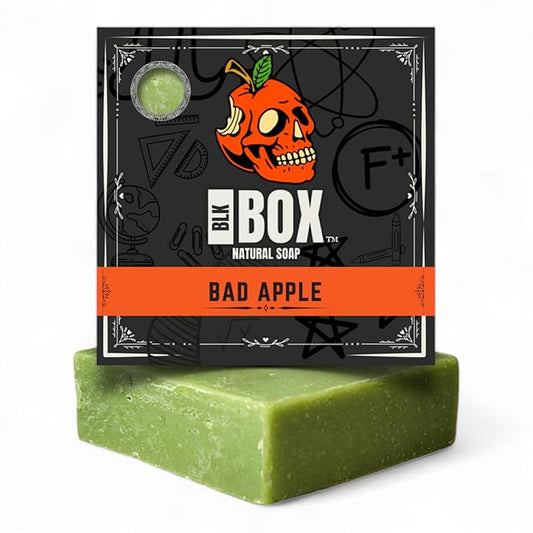 Black Box Limited USA MADE Men's Natural 5oz Bar Soap Moisturizing Body Wash Made from Natural Oils - Handmade Cold Process No Harsh Chemicals Green Apple (Bad Apple)