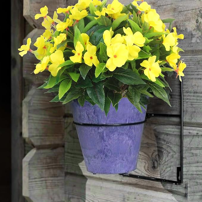 4 Pcs Artificial Flowers Outdoor Impatiens UV Resistant Silk Impatiens Flowers Yellow Faux Flowers Impatiens Bushes Artificial Impatiens for Pot Patio Lawn Garden Hanging Basket Porch Decor