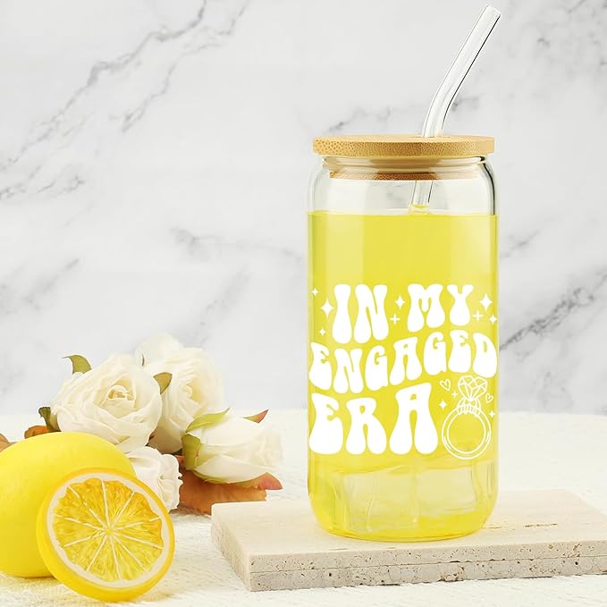 Engagement Gifts, In My Engaged Era Glass Cup, Future Bride Gift Ideas, Bridal Shower Gift for Her, Wedding Gifts for Best Friend - Newbride, Fiancée Present - Bride to Be Tumbler - Present for Her
