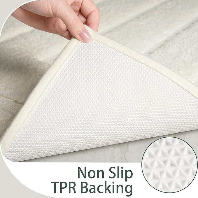 HOMORE Bathroom Runner Rugs 24x70 Non Slip Washable Long White Bathroom Rug Absorbent Plush Bath Rug for Shower Floor,Ivory