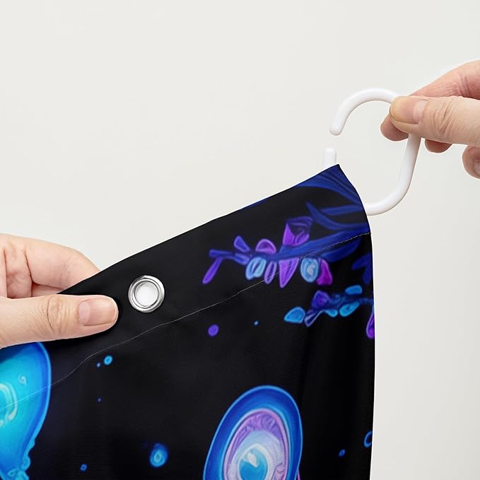 AILONEN Mushroom Shower Curtain for Bathroom, 3D Oil Painting Mushroom Bath Curtain,Blue Purple Fairy Fantasy Fungus Botanical Decoration Waterproof Curtain with 12 Plastic Hooks, 72" W*78" H