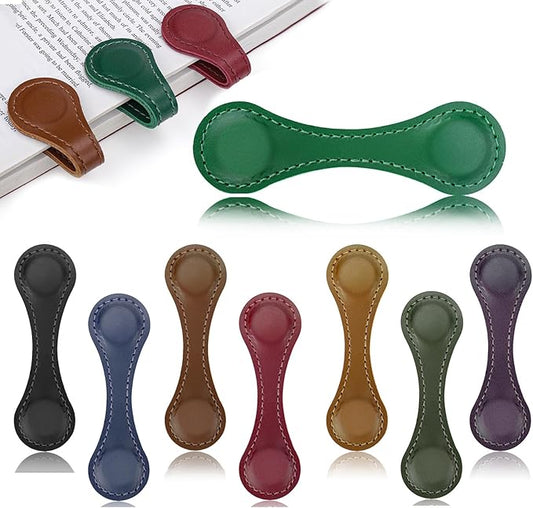 8PCS Magnetic Bookmarks, Leather Magnetic Bookmarks for Women, Double-Sided Magnetic Book Mark Clip Gift for Book Lover Readers Men Women Teachers Students, Book Accessories