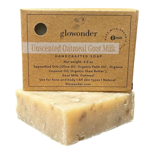 1 Pack - Unscented Oatmeal Goat Milk- Handmade Organic Bar Soap for Face and Body - Moisturizing, All-Natural, Cruelty-Free - Botanical Ingredients - Shower, Bath, Hand Soaps, Gifts - 4.5 oz