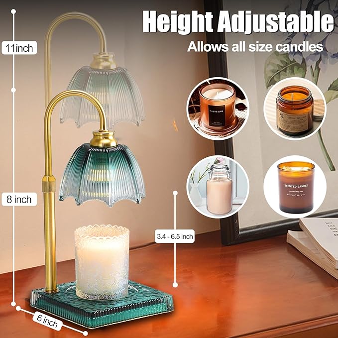 Candle Warmer Lamp with Timer - Electric Candle Wax Melt Warmer with Adjustable Height and Dimmer for Scented Wax, Homer Décor and House Warming Birthday Gifts for Women Mom