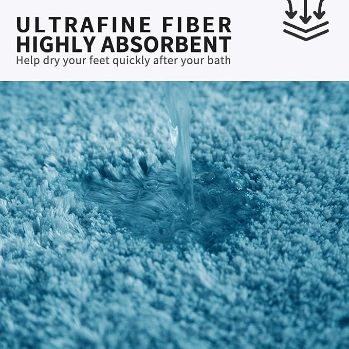 FIFU Bathroom Rugs 24" W x 36" L, Bath Mat for Bathroom, Bedroom, Laundry Room & Kitchen, Non-Slip Rubber Latex Backing, Extra Soft and Absorbent Microfiber Carpet, Machine Washable Rug, Sky Blue