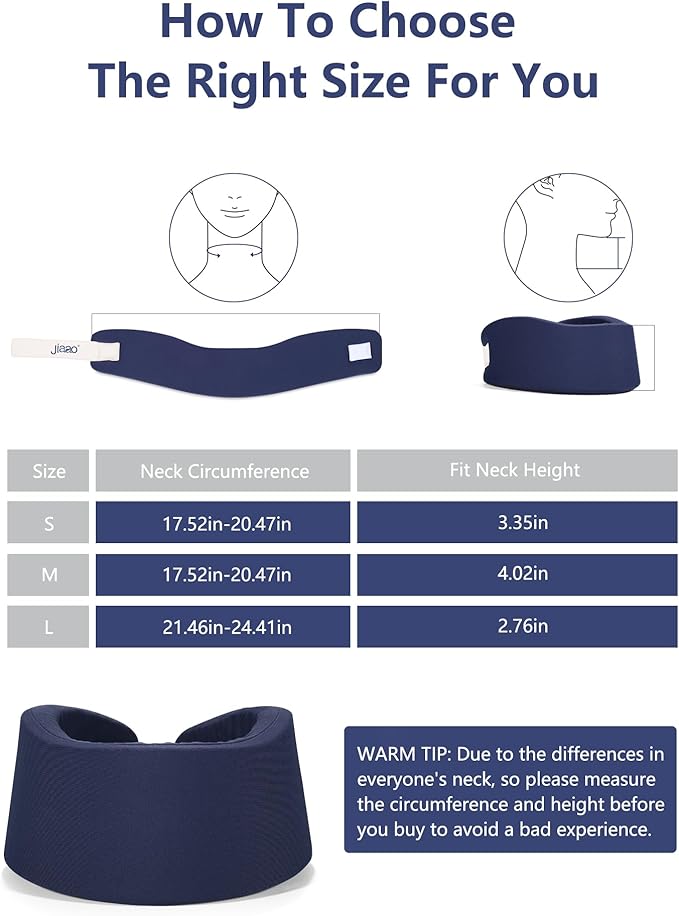 Neck Brace for Pain Relief - 2024 Upgrade Washable Cervical Collar for Neck Pain and Support, Silicone Cervicorrect Neck Brace for Sleeping, Neck Posture Corrector (Dark Blue, 3.35 inch Height)