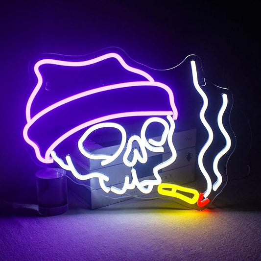 Lucunstar Skull Neon Sign,Halloween LED Sign,Neon Signs for Wall Decor ,Halloween Neon Sign,Party Neon Sign for Halloween Day Gift,Bedroom Wall Decor