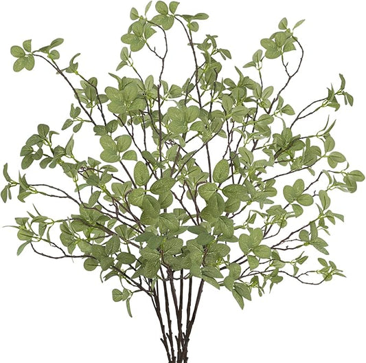 6 pcs Artificial Greenery Stems, 41.3’’ Tall Fake Plants Branches Faux Greenery Ficus Twig Leaf for Home Garden Shop Office Desk Decoration