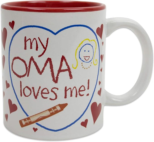Essence of Europe Gifts My Oma Loves Me Gift for German or Dutch Grandma Color Ceramic Coffee Mug by E.H.G | 12 oz