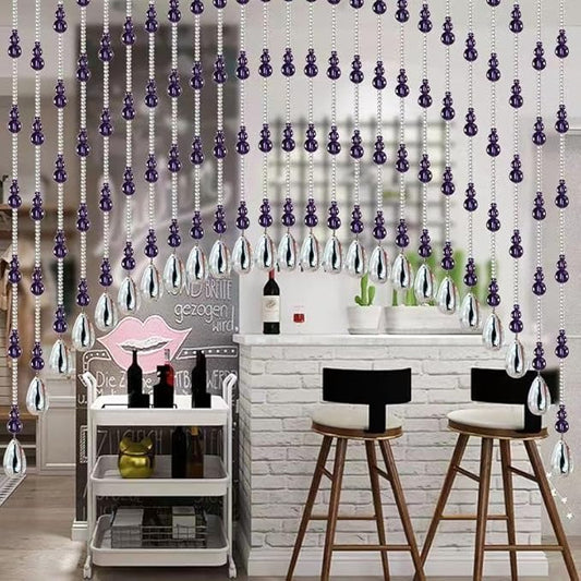 Hanging Glass Door Beads Beaded Curtains Valance Self-Adhesive for Doorways Crystals Stran Arched Windows, Clear Crystal Room Bead Partition Curtain Door Frame Beads for Doorways Closets 11