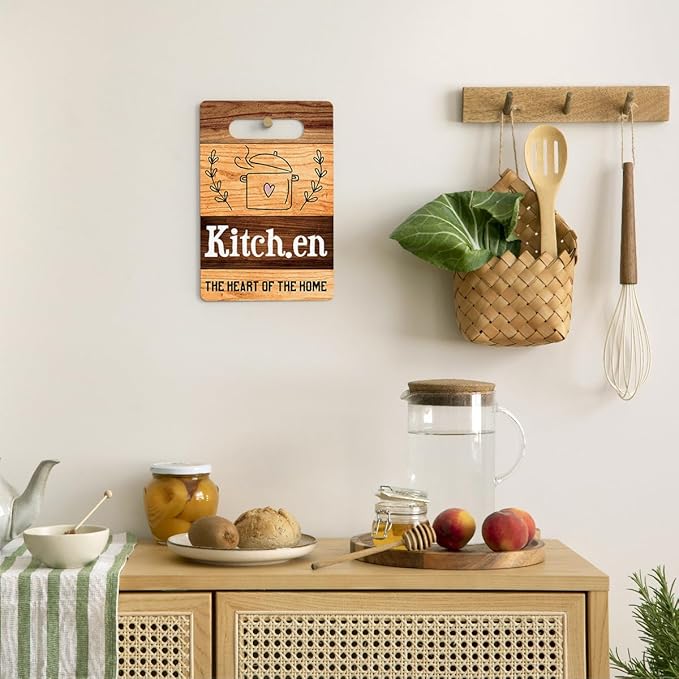 Farmhouse Kitchen Decor, Kitchen Signs Wall Decor, Wall Decor for Kitchen, Kitchen The Heart of The Home Sign, Kitchen Decorations, Kitchen Door Wall Hanging Decor 8 x 12 Inch