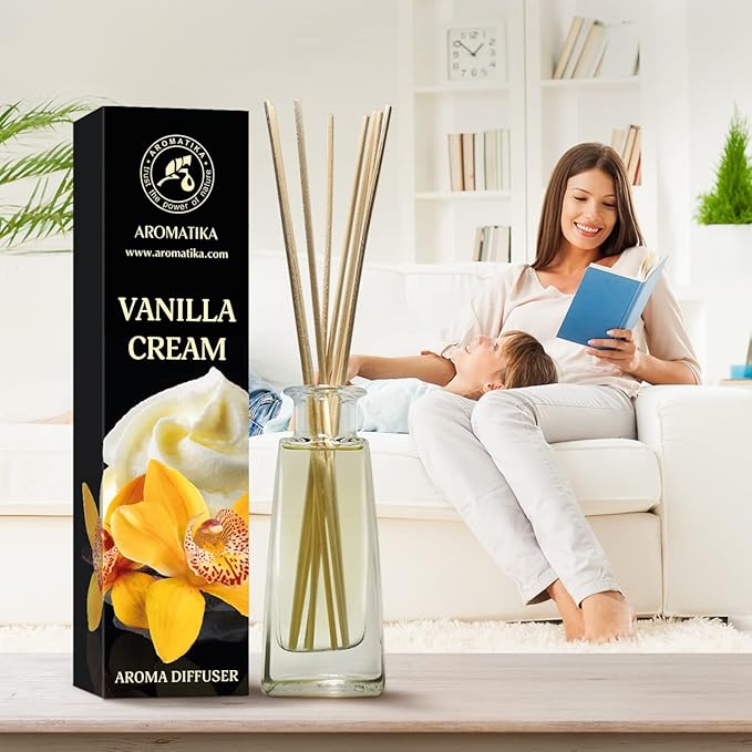 Vanilla Cream Aroma Diffuser 3.4 Fl Oz (100ml) - Reed Diffuser - Room Fragrance - Home Fragrance - Air Freshener - Vanilla Cream Scented Diffuser - Gift